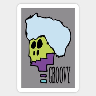 Groovy times afro skeleton indie sketch Sticker